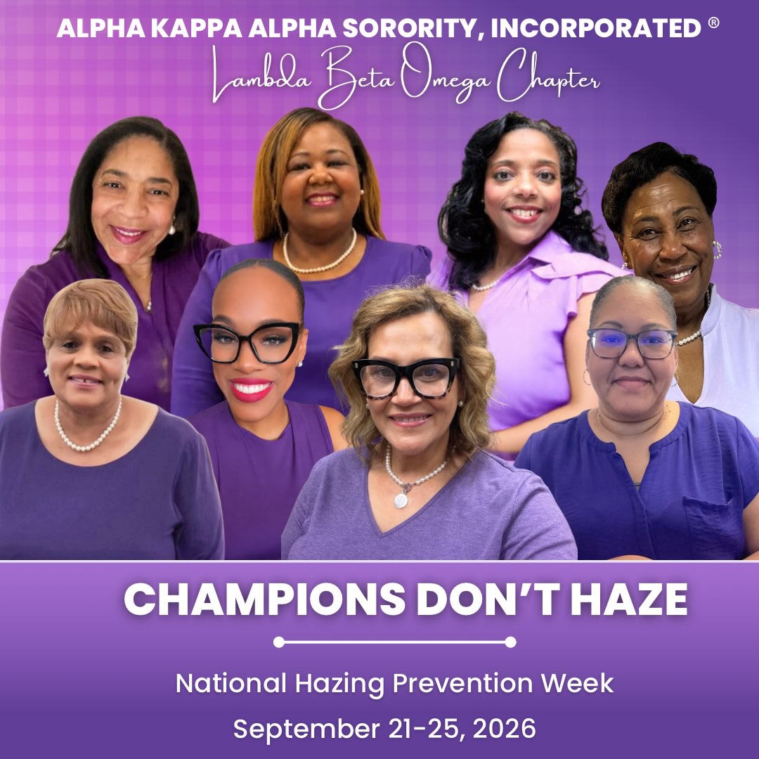 Lambda Beta Omega wears purple today in recognition of Hazing Awareness Week. We stand united in promoting sisterhood, respect, and safety. Hazing has no place in our organization or our community. 💜💕

#ChampionsDontHaze #BeTheLeader
