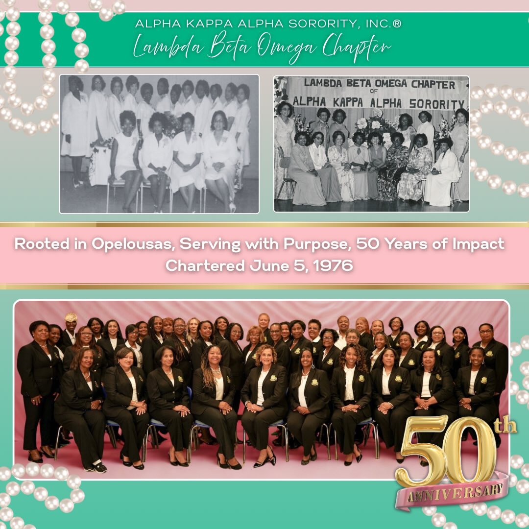 Today, we proudly celebrate 50 years of sisterhood, service, scholarship, and excellence!

To our visionary Charter Members — thank you for your courage, dedication, and commitment to establishing a legacy that has flourished for five decades. Your foundation continues to inspire and guide us.

To our current members — thank you for carrying the torch, preserving our rich traditions, and advancing our mission with passion and purpose.

For 50 years, LBO has stood as a testament to the power of sisterhood and service. As we reflect on our past accomplishments and celebrate the women who built and sustain this chapter, we look forward to an even brighter future.

Happy 50th Charter Day, LBO! Here’s to the legacy, the impact, and the generations of excellence yet to come. 💗💚✨