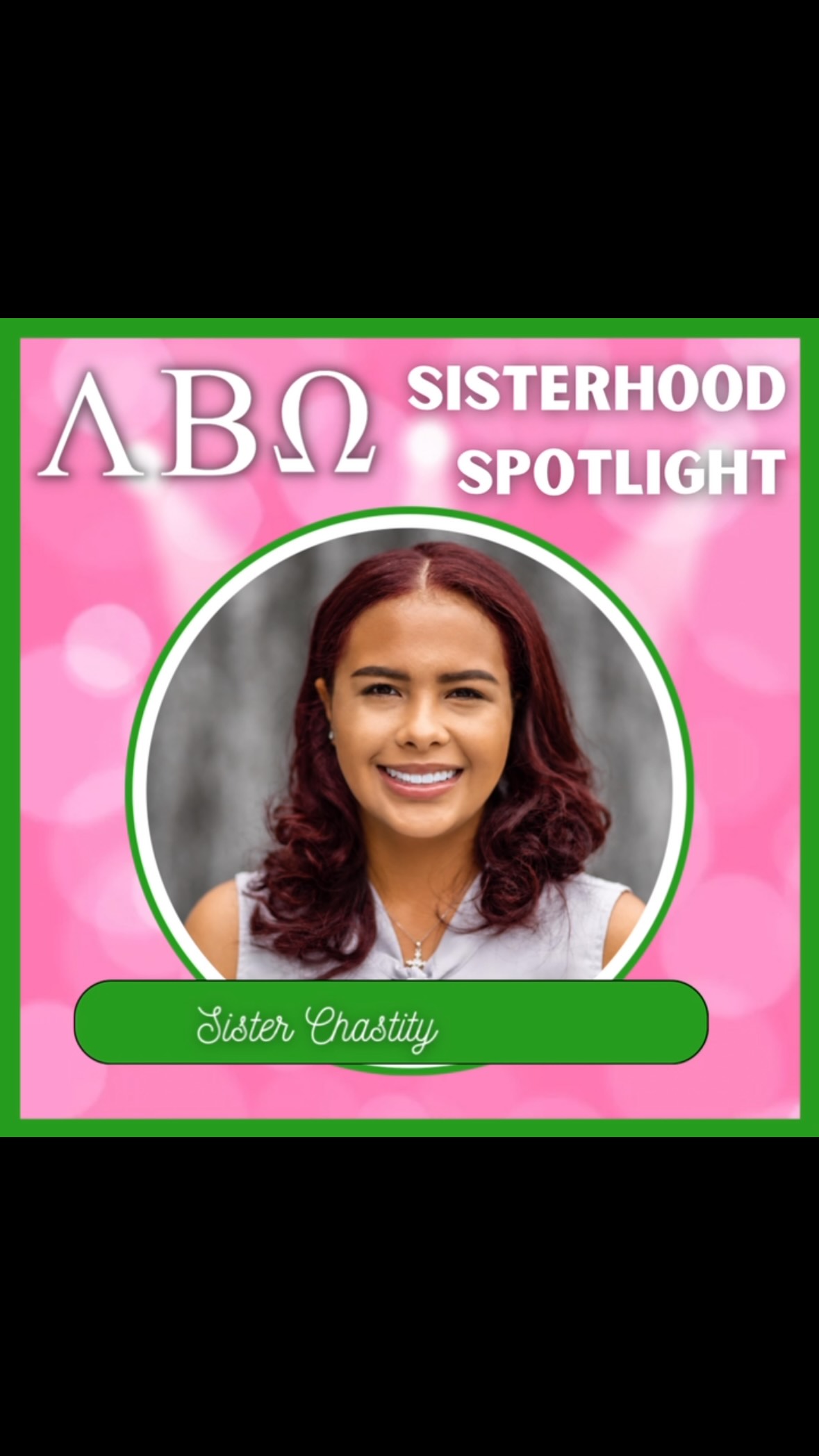 ✨ GEN NEXT SISTERHOOD SPOTLIGHT ✨

Chastity Boyance was initiated into the Zeta Pi Chapter at McNeese State University in Spring 2016. During her undergraduate years, she served as Chapter President for three years, leading with dedication and a commitment to excellence.

She currently serves as our Ivy Leaf Reporter and Technology Chair, where she combines creativity and technology to enhance our chapter’s communications and engagement.

Chastity earned her Bachelor of Science in Biological Sciences from McNeese State University and her Master of Science in Biomedical Sciences from the University of Holy Cross. She currently works in healthcare and aspires to become a physician, driven by a passion for service and improving the lives of others.

Her leadership, dedication, and commitment to sisterhood continue to make a lasting impact on our chapter and community. 💕💚